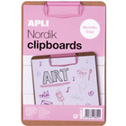 Clipboard APLI Nordik, deska A5, drewniana, z metalowym klipsem, pastelowy róowy