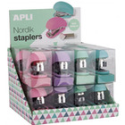Zszywacz APLI Nordik, Soft Touch, 30 kart., zszywki, pudeko z zawieszk, mix kolorów pastel