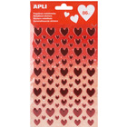 Naklejki APLI, metallic, serca, 1 arkusz, 86 szt., czerwone